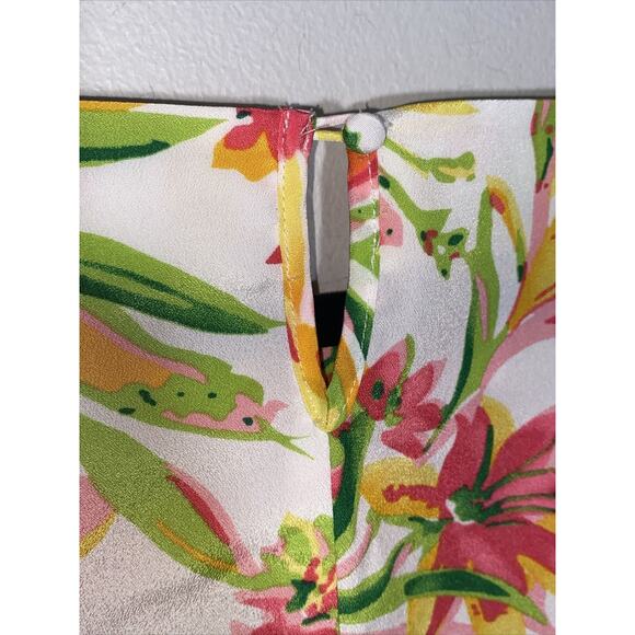 J Crew Womens Blouse Tropical Print Round Neck Cap Sleeve Size Small - Picture 10 of 11